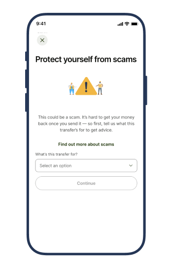 We warn you in-app about potential scams